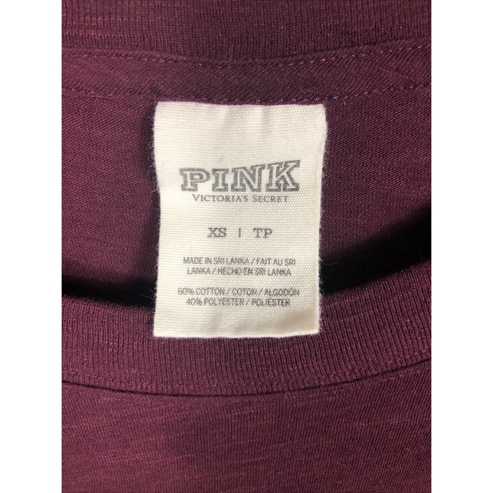 Pink Victoria Secret Shirt Women’s Long Sleeve Burgundy - Picture 2 of 8